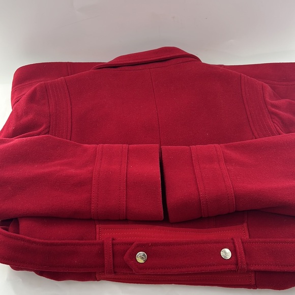 Fleet Street Red Wool Midi Driving Coat - Picture 14 of 16